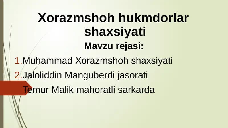 Xorazmshoh hukmdorlar shaxsiyati