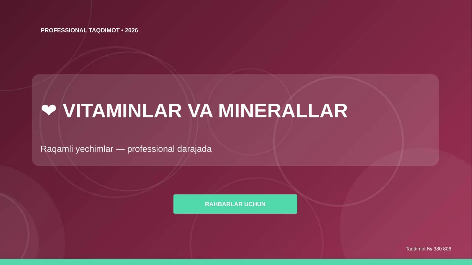 VITAMINLAR VA MINERALLAR
