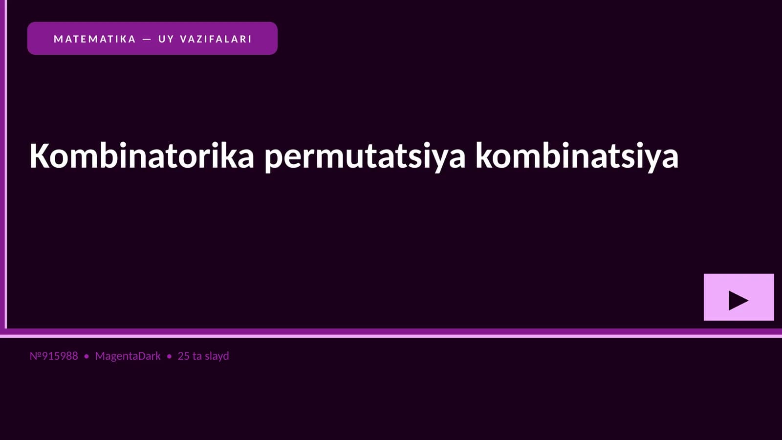 MATEMATIKA — UY VAZIFALARI