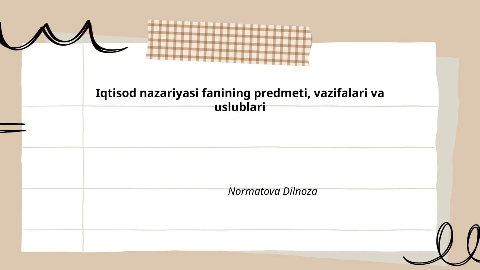 Iqtisod nazariyasi fanining predmeti, vazifalari va uslublari