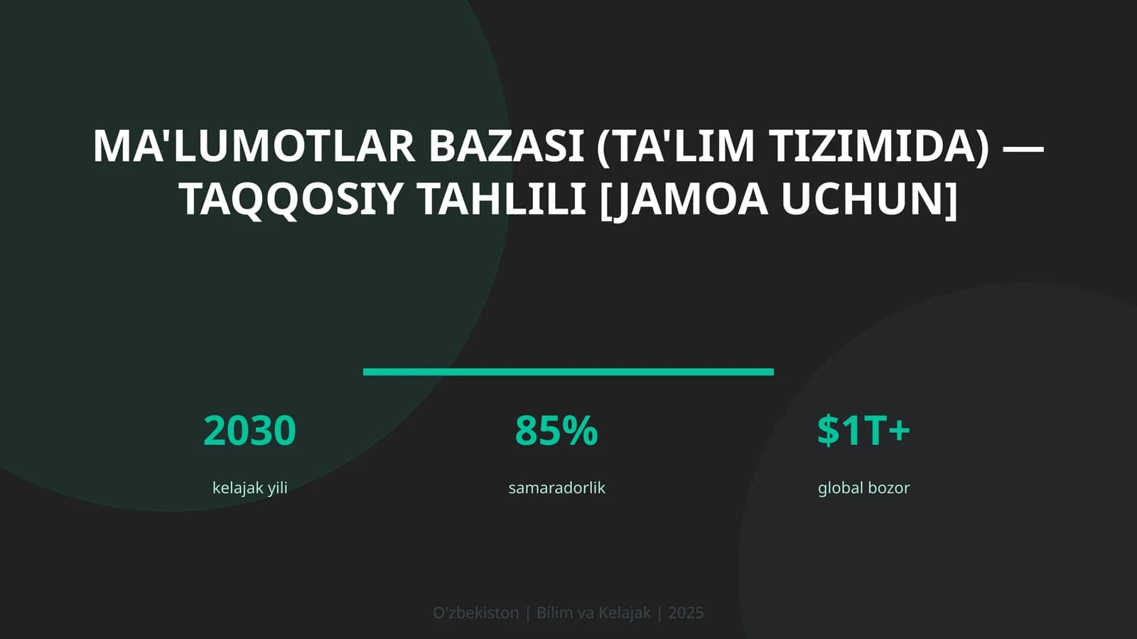 Ma'lumotlar bazasi (ta'lim tizimida) — taqqosiy tahlili [jamoa uchun]