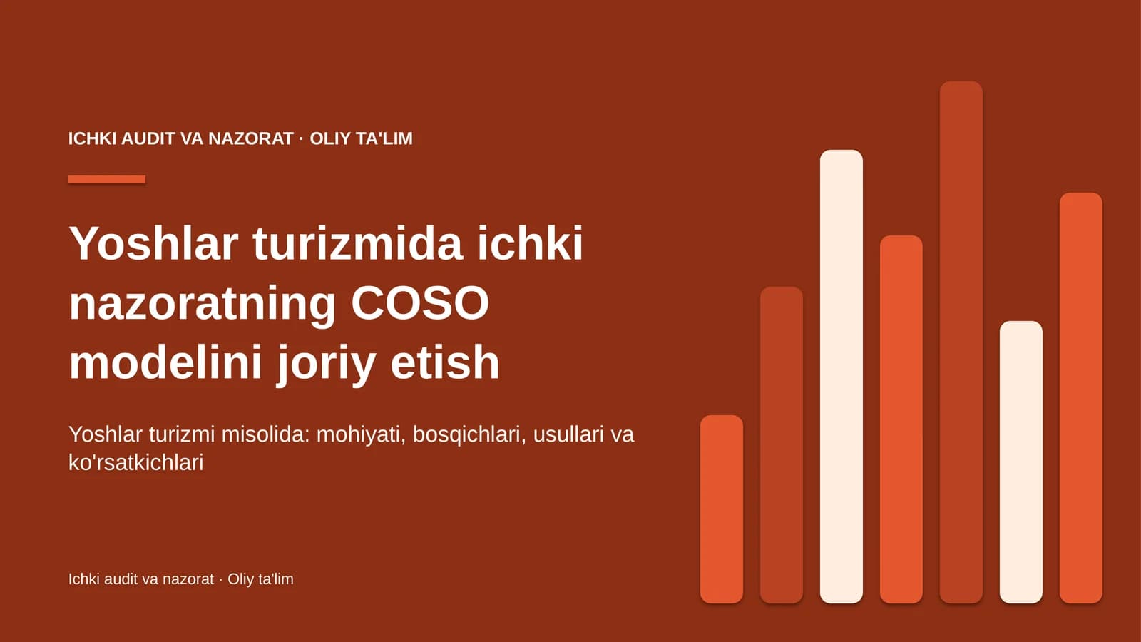 Yoshlar turizmida ichki nazoratning COSO modelini joriy etish