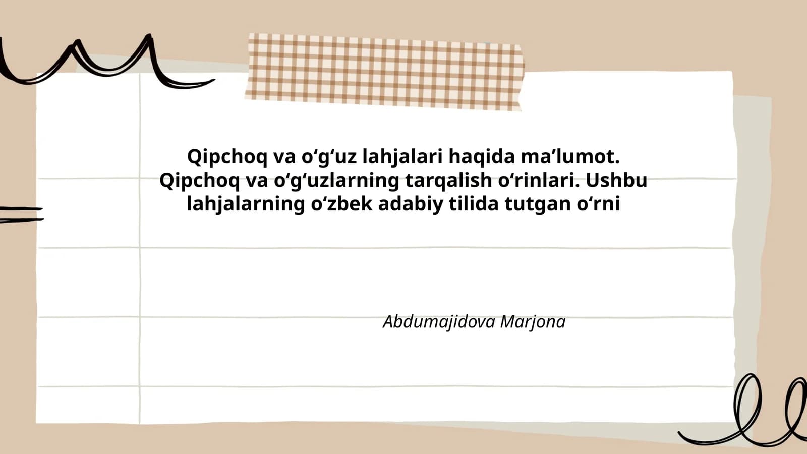 Qipchoq va oʻgʻuz lahjalari haqida maʼlumot