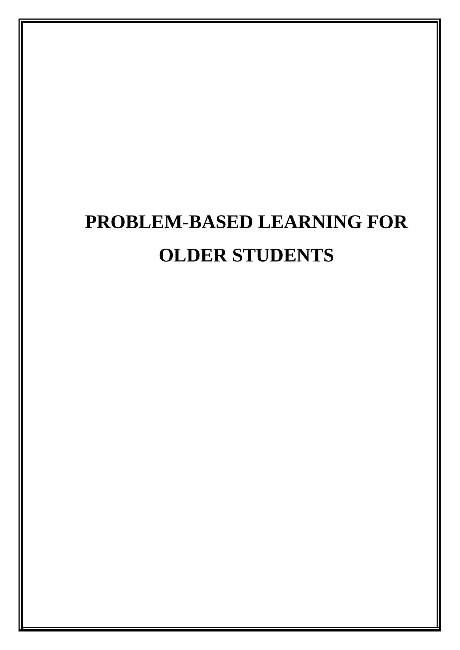 Problem-based learning for older students