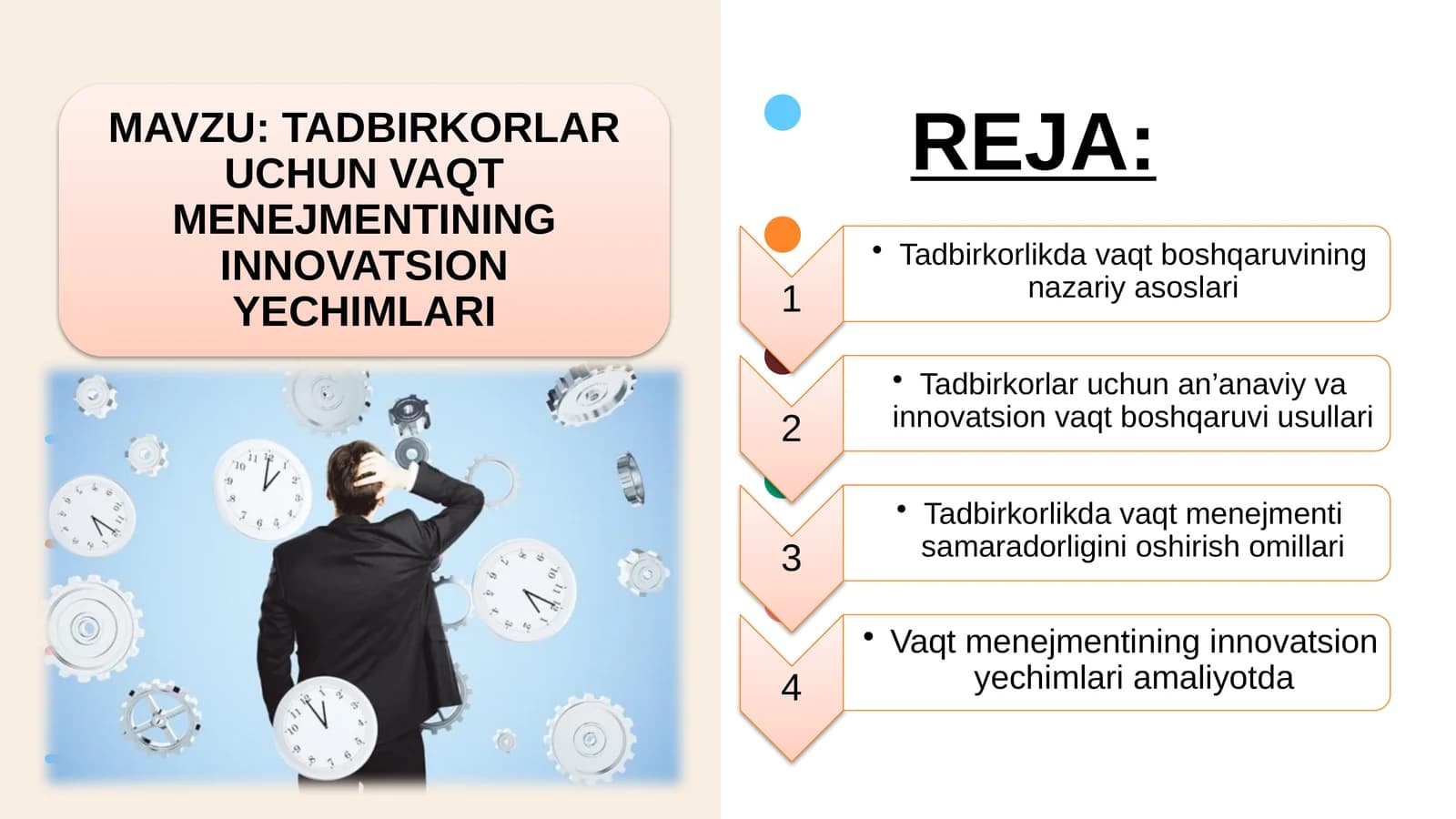 TADBIRKORLAR UCHUN VAQT MENEJMENTINING INNOVATSION YECHIMLARI