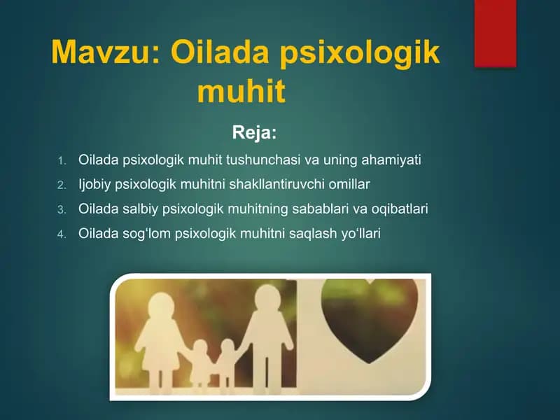 Oilada psixologik muhit