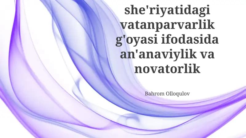 Yusufning Vatanparvarlik Ifodasining Innovatsion Jihatlari