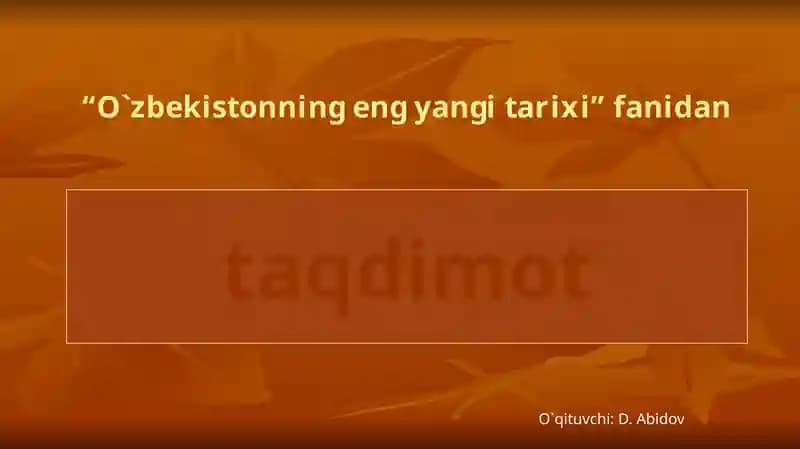 O`zbekistonning eng yangi tarixi