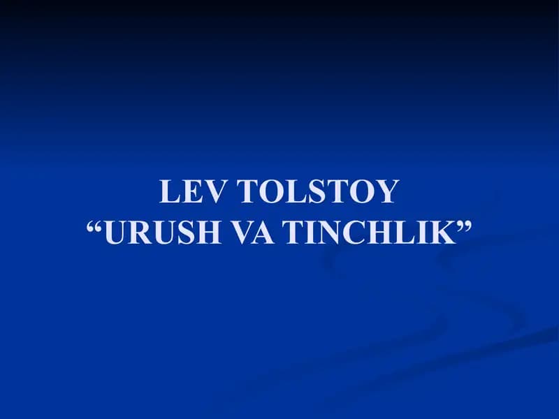Urush va tinchlik