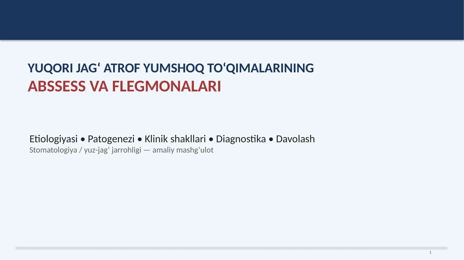 ABSSЕSS VA FLEGMONALARI