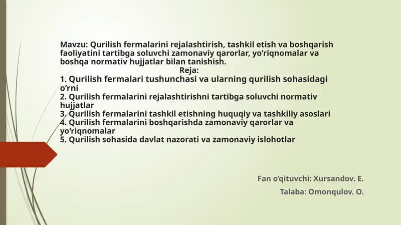 mustaqil ish slayt