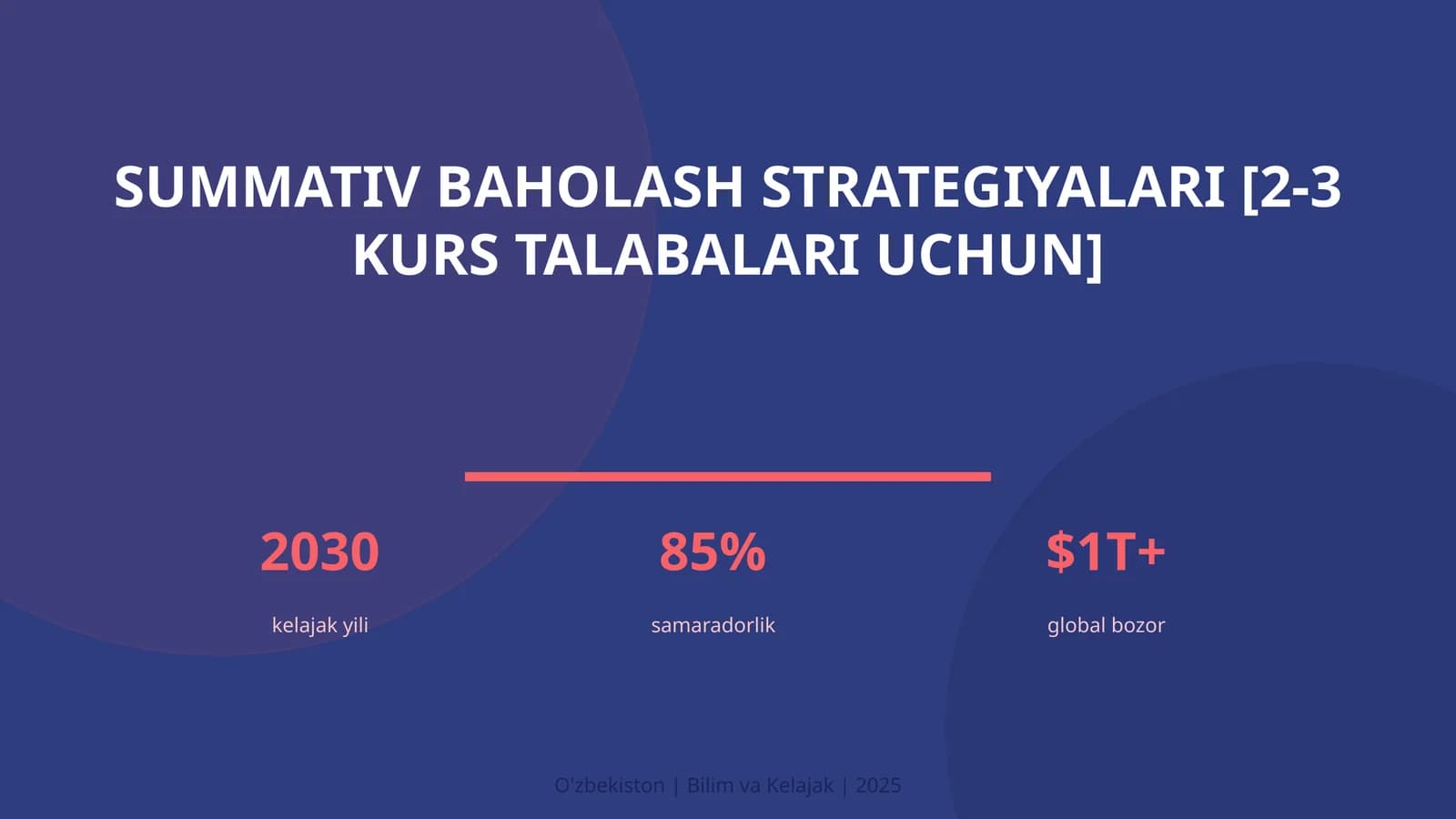 Summativ baholash strategiyalari [2-3 kurs talabalari uchun]