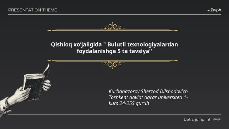 Qishloq xoʻjaligida "Bulutli texnologiyalardan foydalanishga 5 ta tavsiya"
