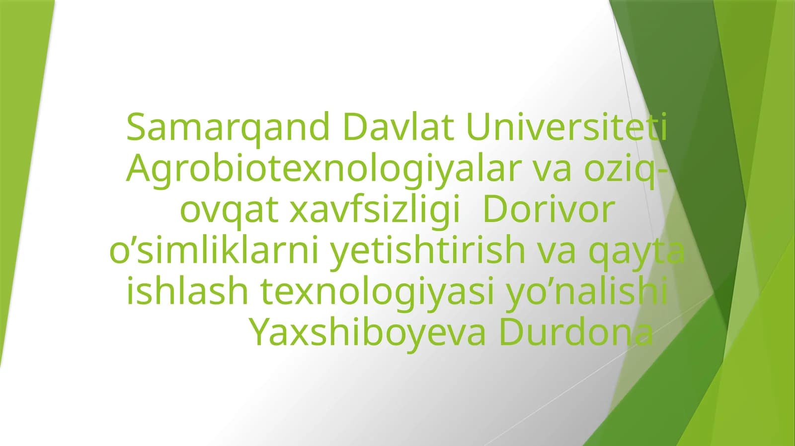 Dorivoro‘simlik xom-ashyolari yaratish texnologiyasi