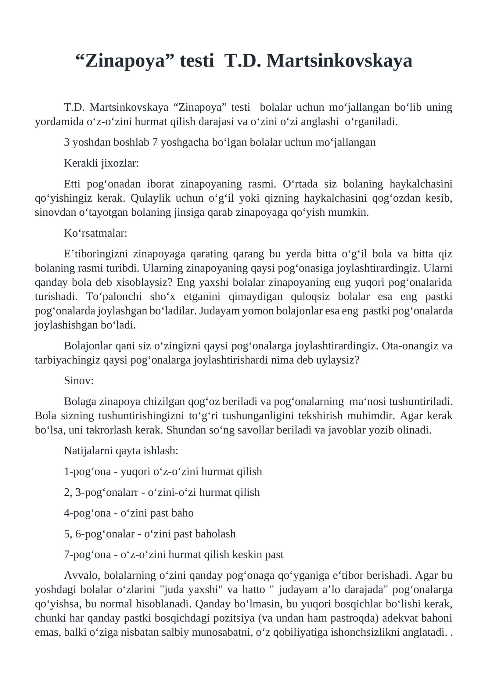 “Zinapoya” testi