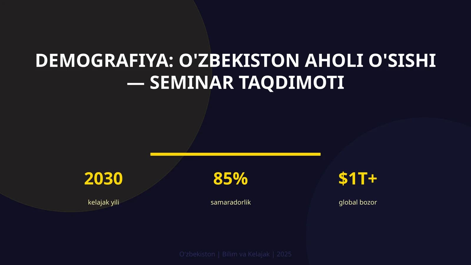 DEMOGRAFIYA: O'ZBEKISTON AHOLI O'SISHI — SEMINAR TAQDIMOTI