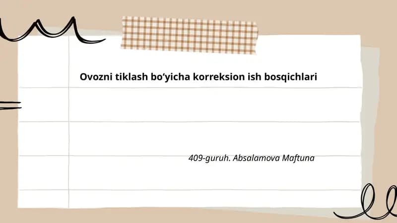 Ovozni tiklash boʻyicha korreksion ish bosqichlari