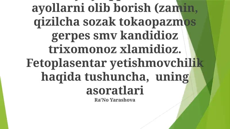Infeksiya yuqqan homlador ayollarni olib borish