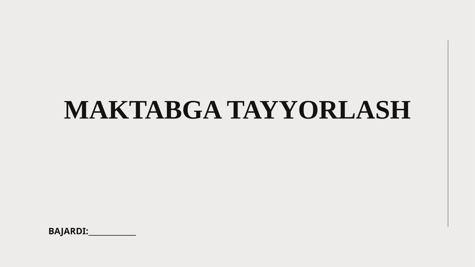 Maktabga Tayyorlash