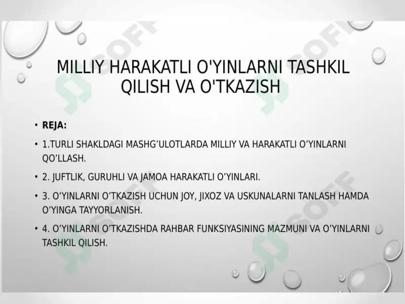 Harakatli O'yinlarni Tashkil Qilish va O'tkazishda