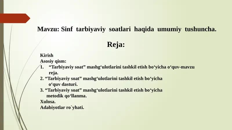 Tarbiyaviy Soatlar