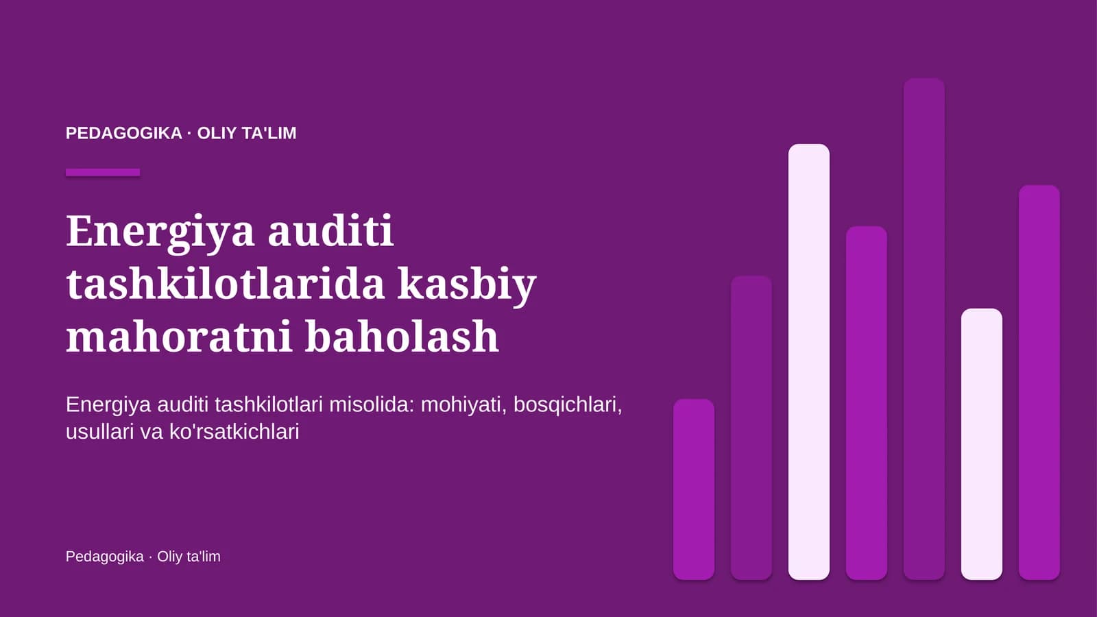 Energiya auditi tashkilotlarida kasbiy mahoratni baholash