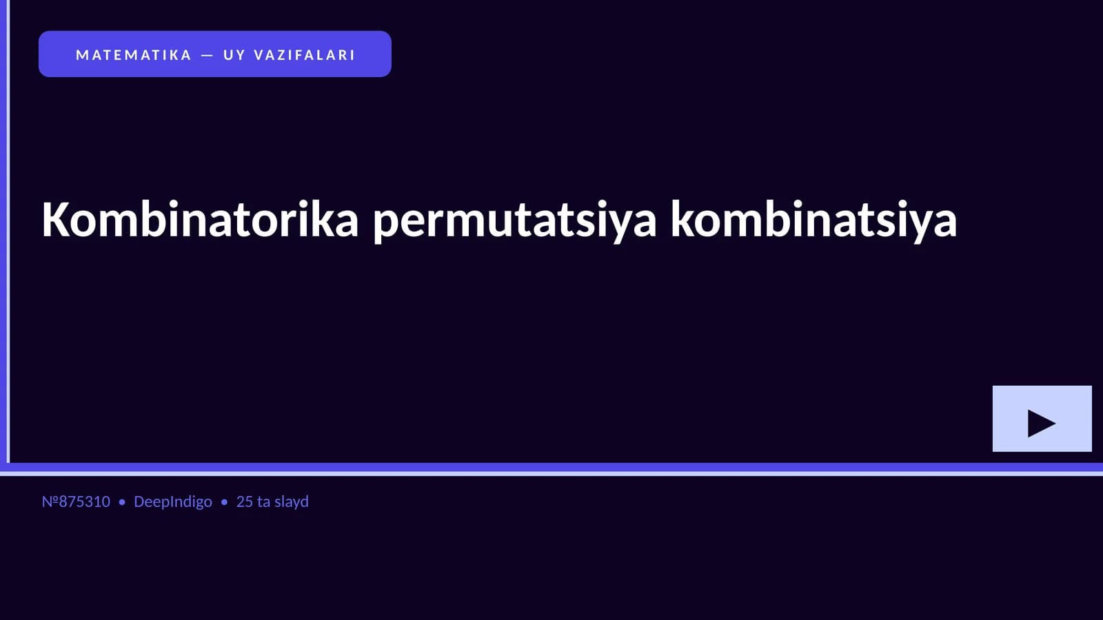 MATEMATIKA — UY VAZIFALARI