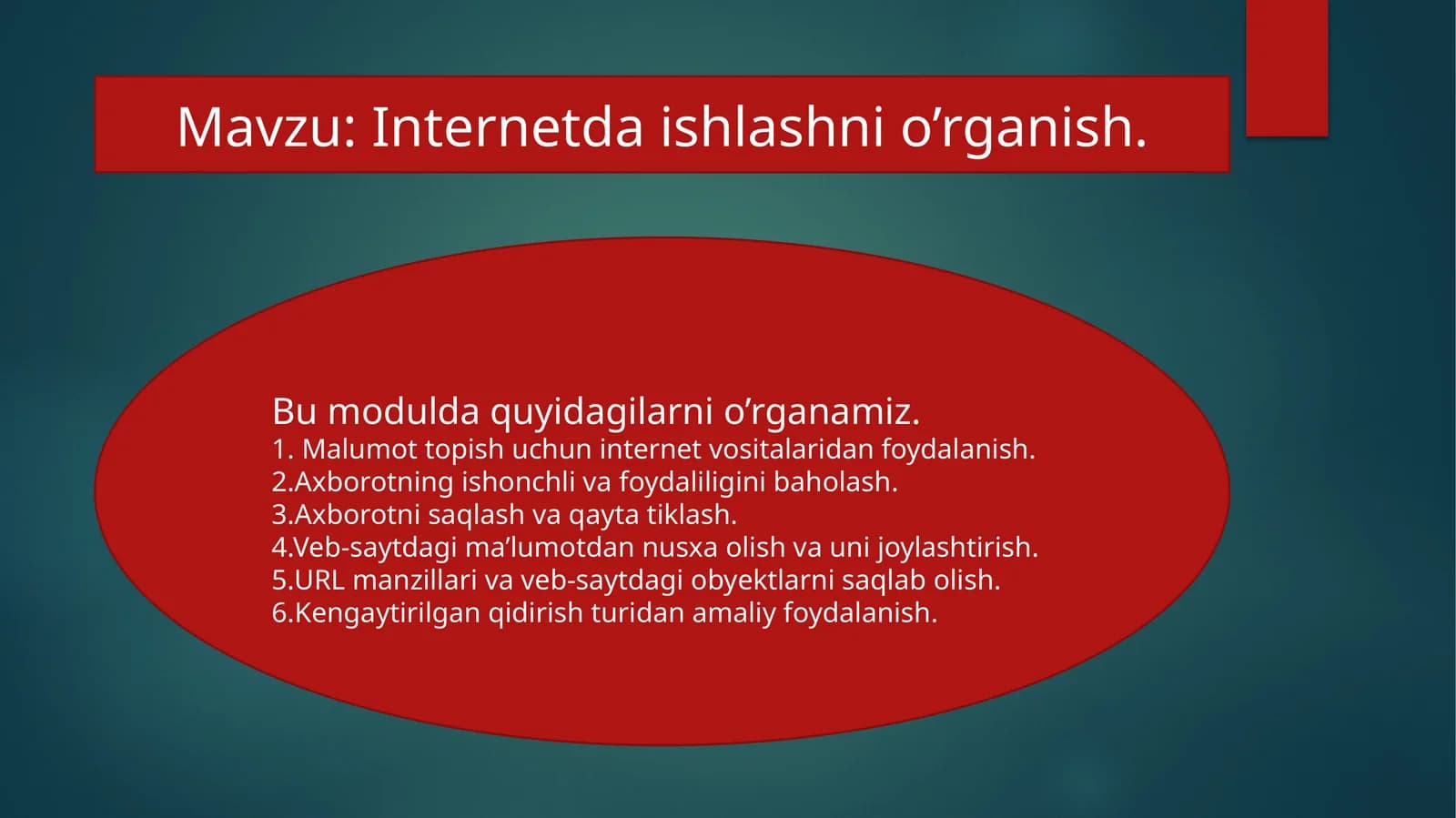 Internetda ishlashni oʻrganish