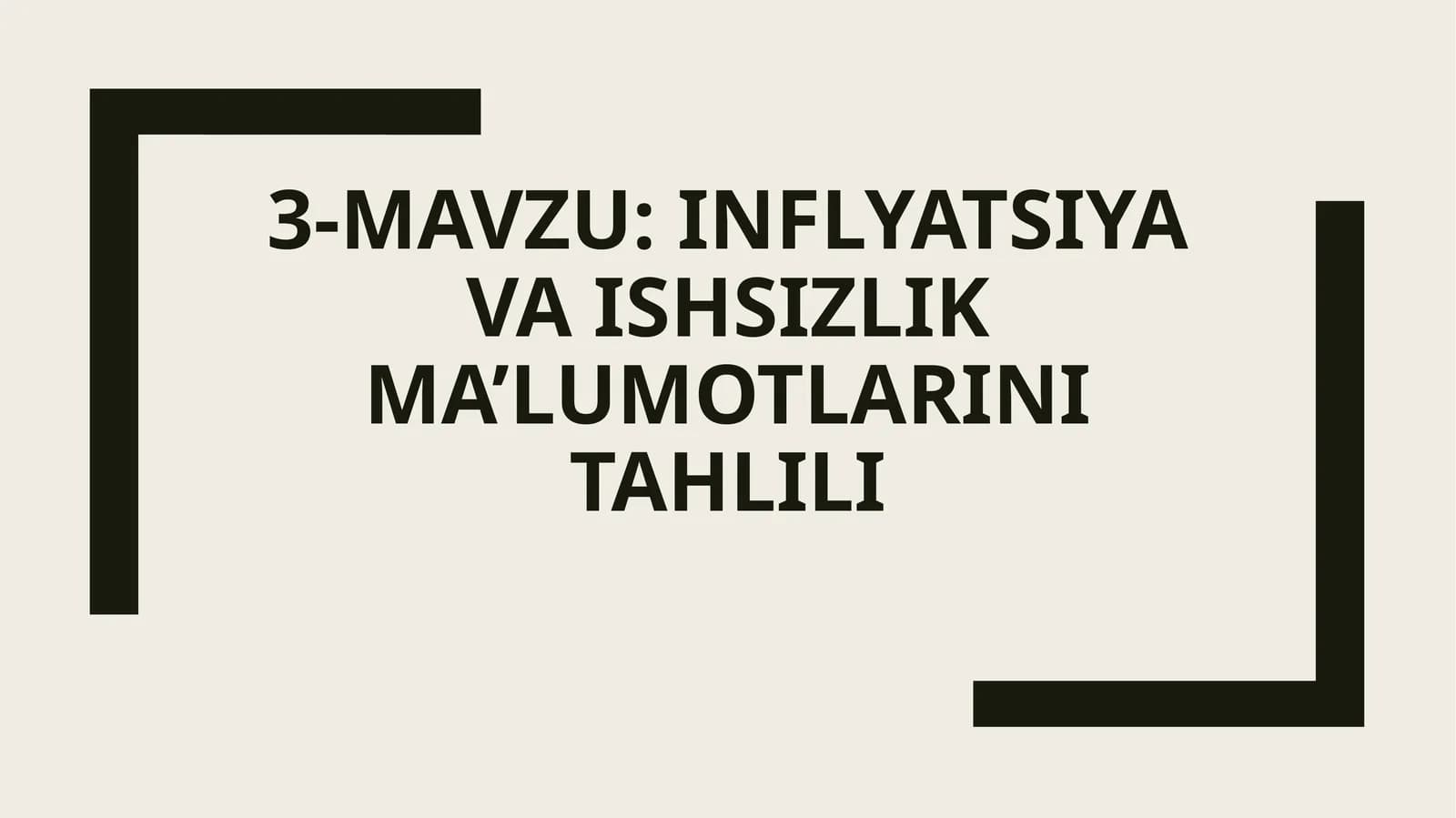 Inflyatsiya va ishsizlik ma’lumotlarini tahlili