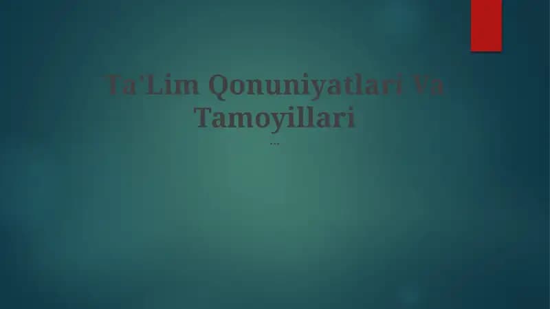TaʼLim Qonuniyatlari Va Tamoyillari