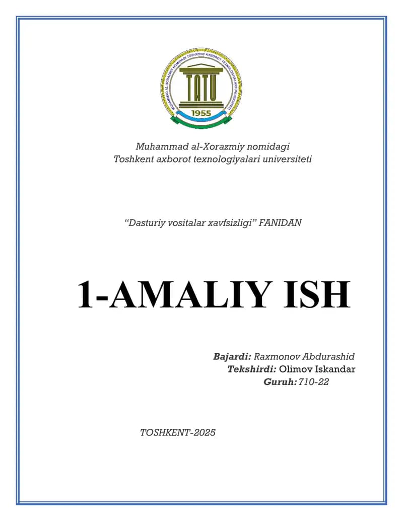 Dasturiy vositalarni ishlab chiqarishning hayotiy siklini amaliy tadbiqi
