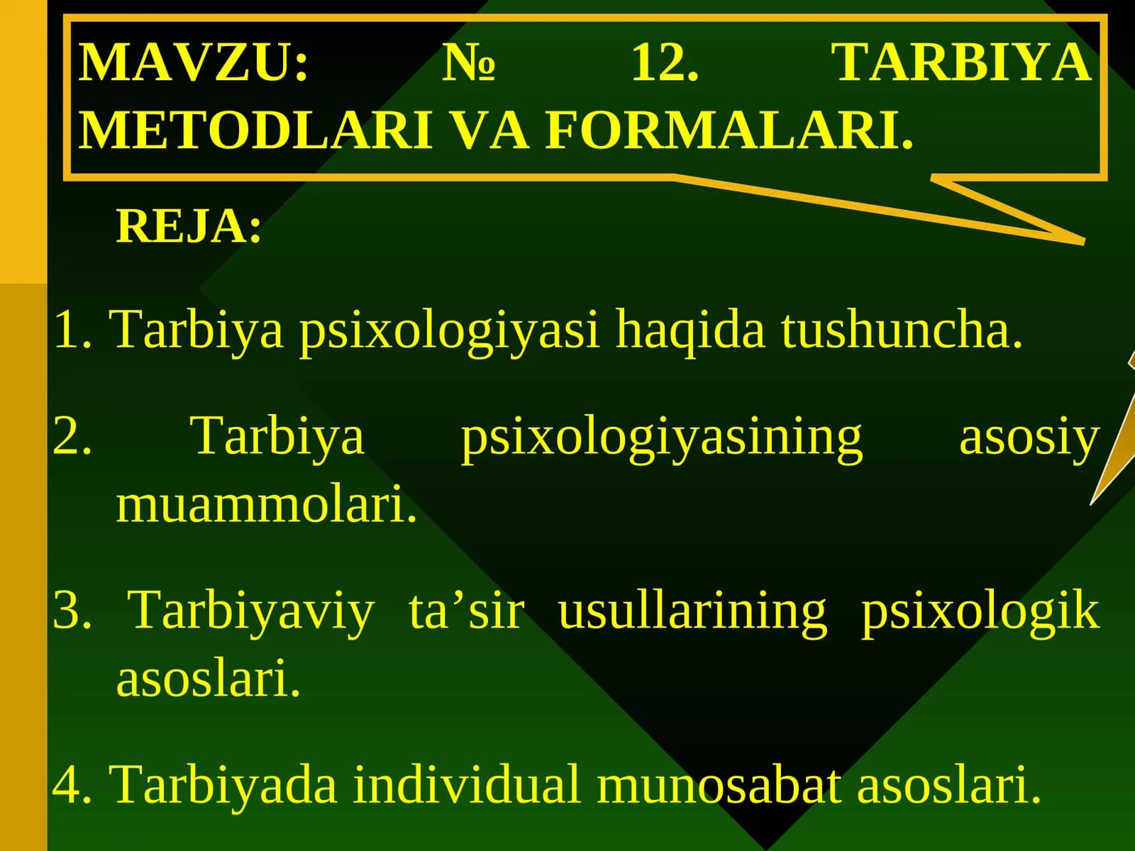 TARBIYA METODLARI VA FORMALARI