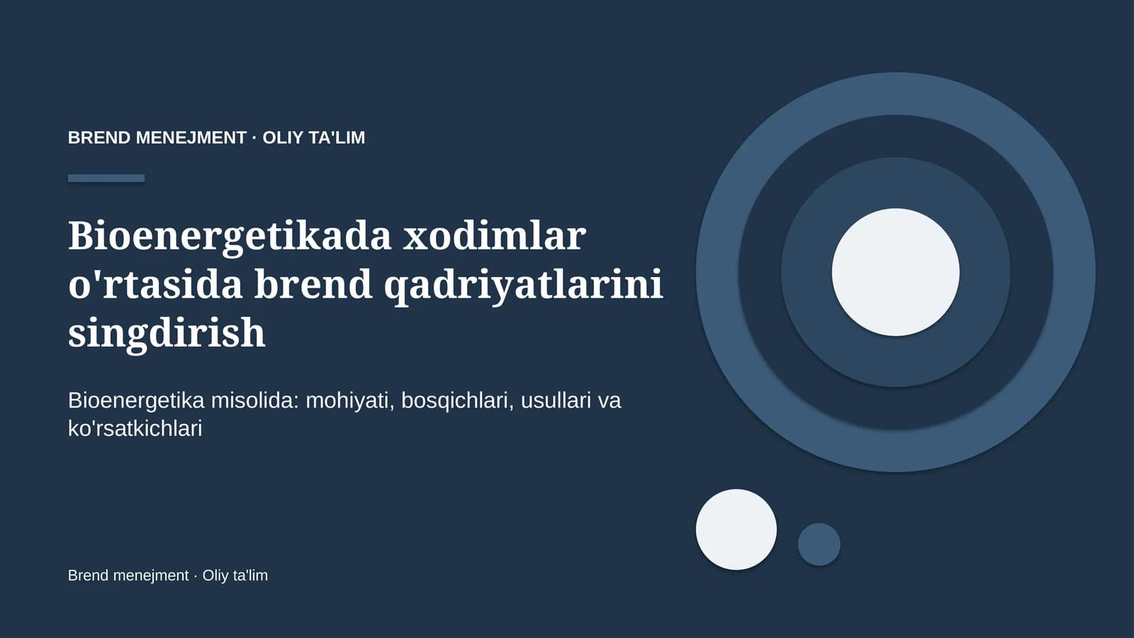 Bioenergetikada xodimlar o'rtasida brend qadriyatlarini singdirish