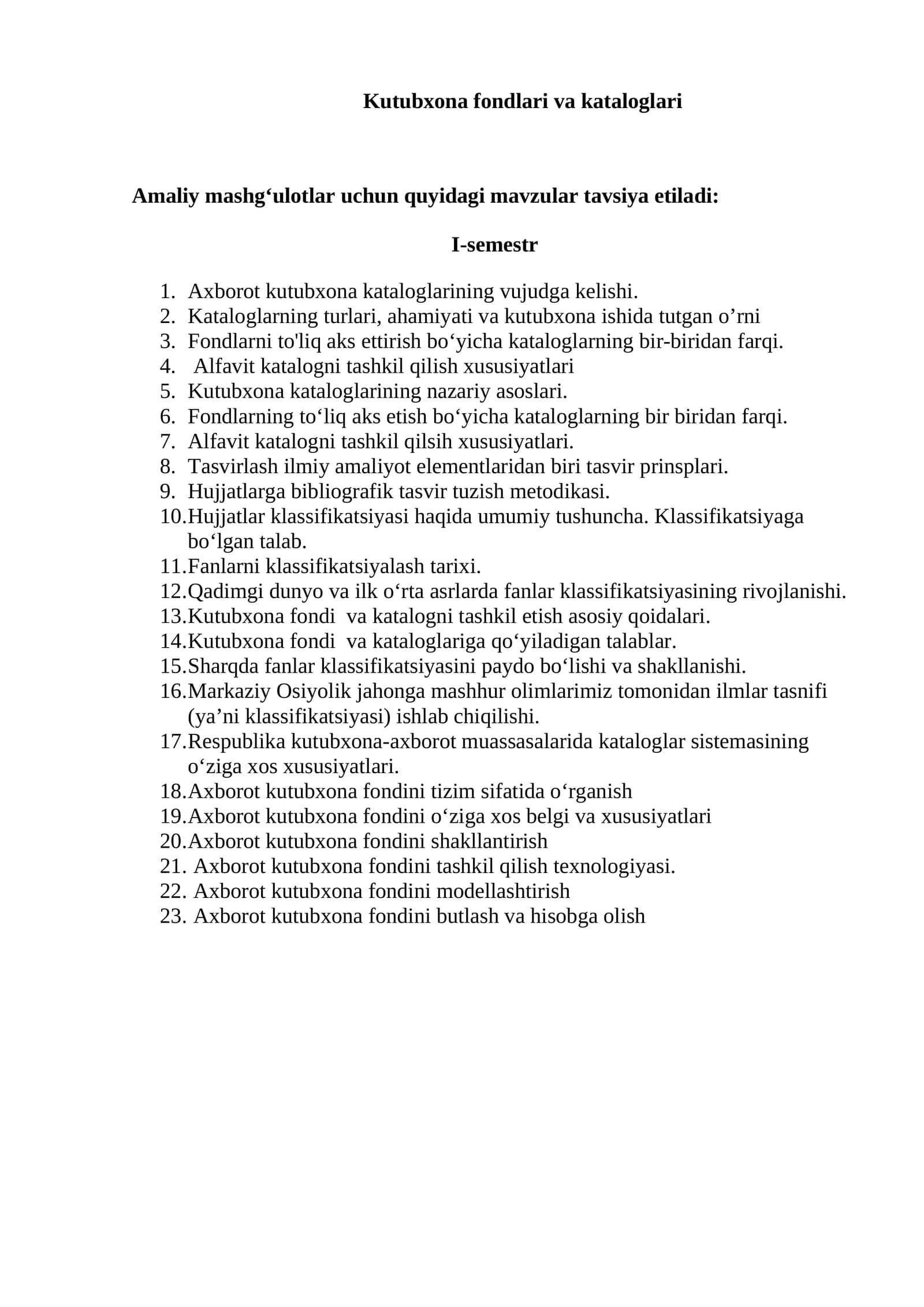 Axborot kutubxona kataloglarining vujudga kelishi