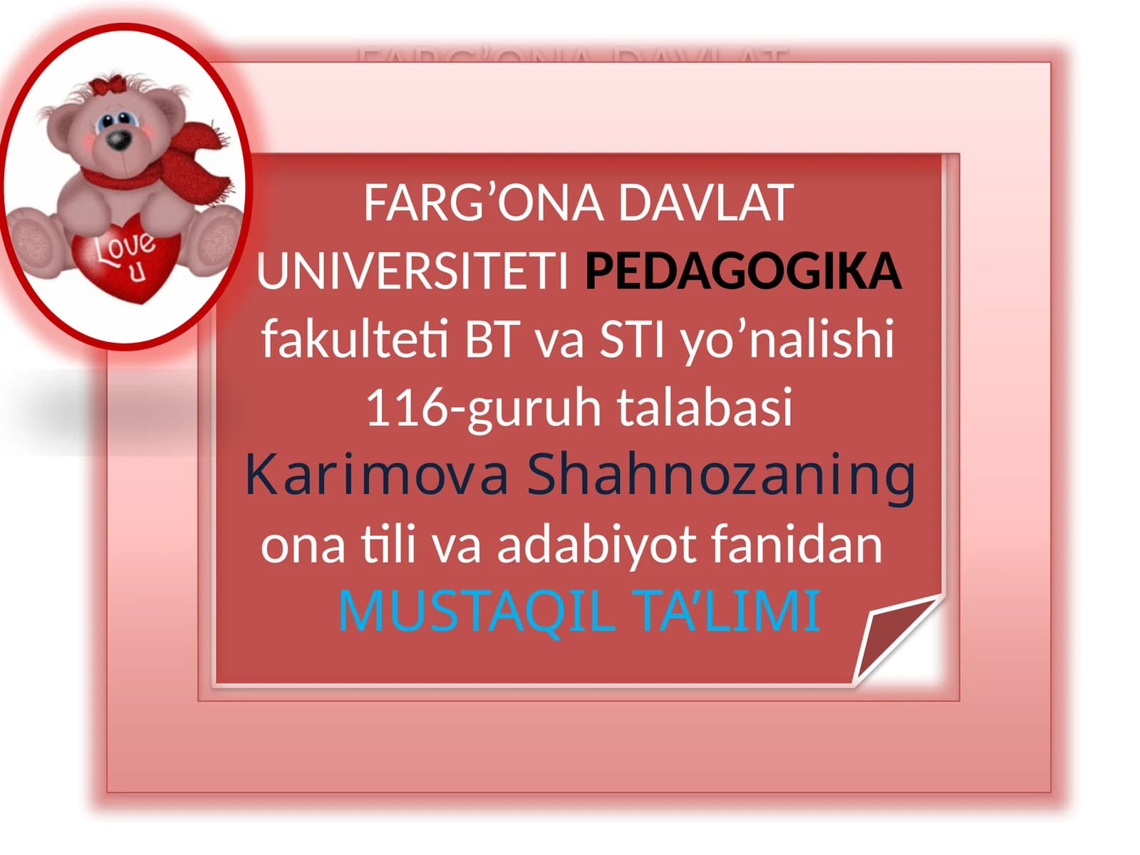 MUSTAQIL TA’LIMI