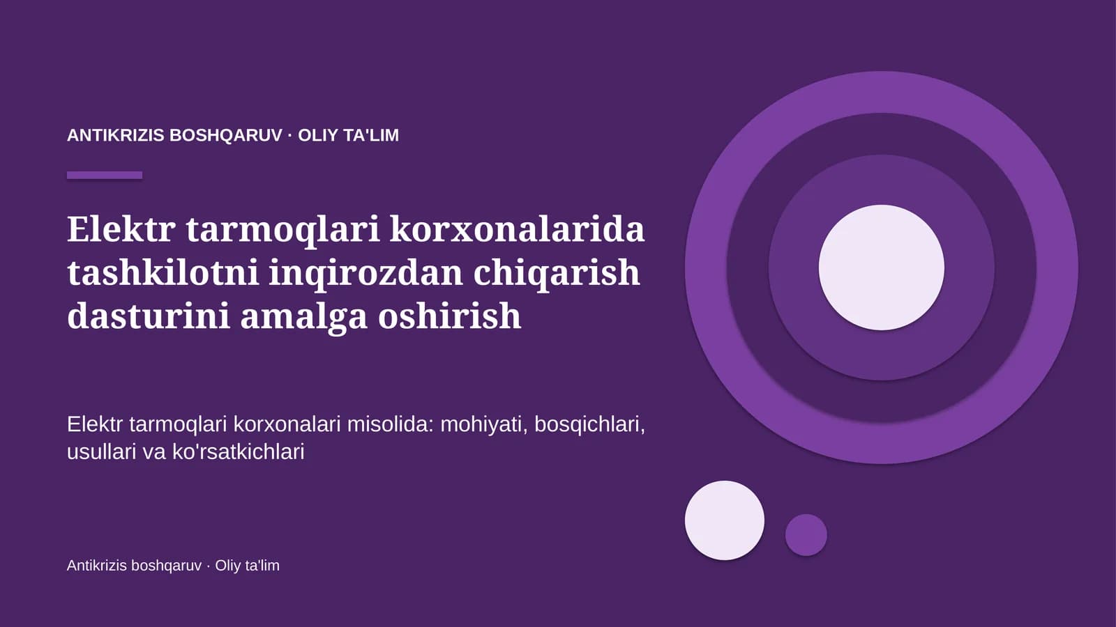 elektr tarmoqlari korxonalarida tashkilotni inqirozdan chiqarish dasturini amalga oshirish 4284