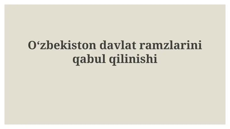 Davlat ramzlar va milliy o'zlik