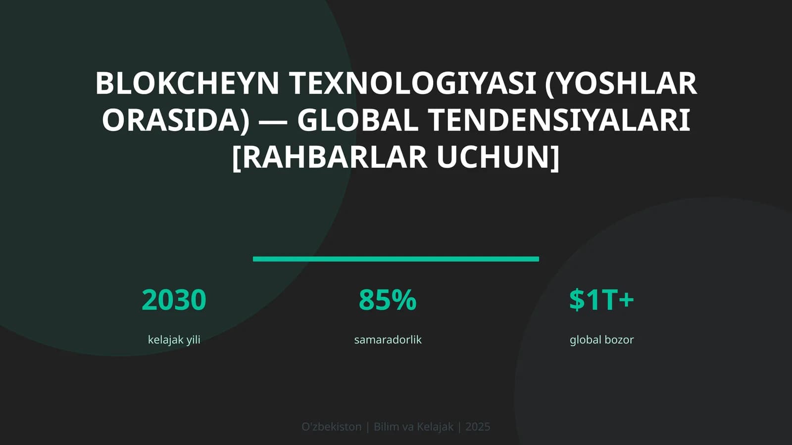 Blokcheyn texnologiyasi (yoshlar orasida) — global tendensiyalari [rahbarlar uchun]