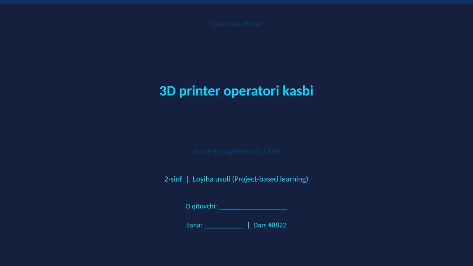3D printer operatori kasbi