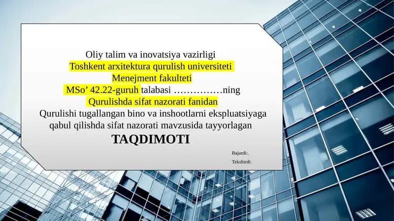 Qurulishda sifat nazorati