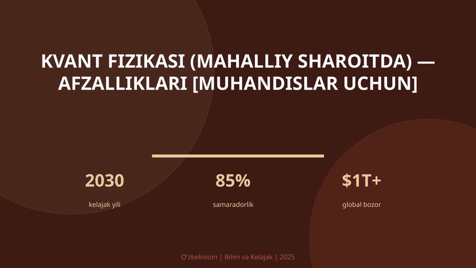 Kvant fizikasi (mahalliy sharoitda) — afzalliklari [muhandislar uchun]