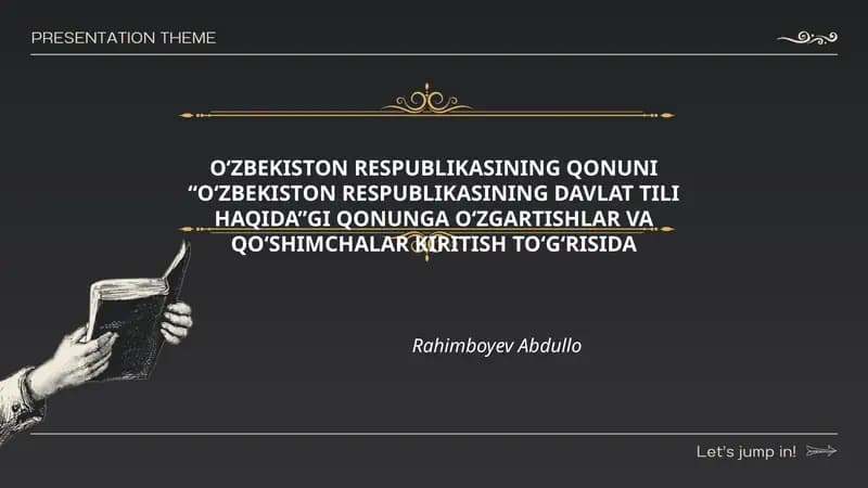 O‘ZBEKISTON RESPUBLIKASINING DAVLAT TILI HAQIDA
