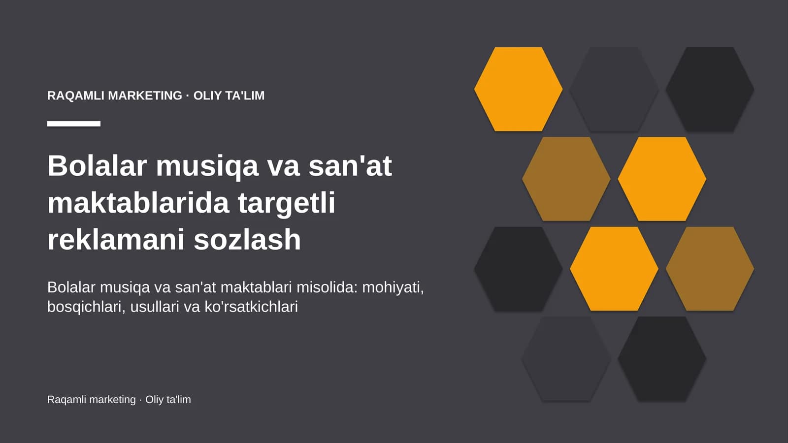 Bolalar musiqa va san'at maktablarida targetli reklamani sozlash