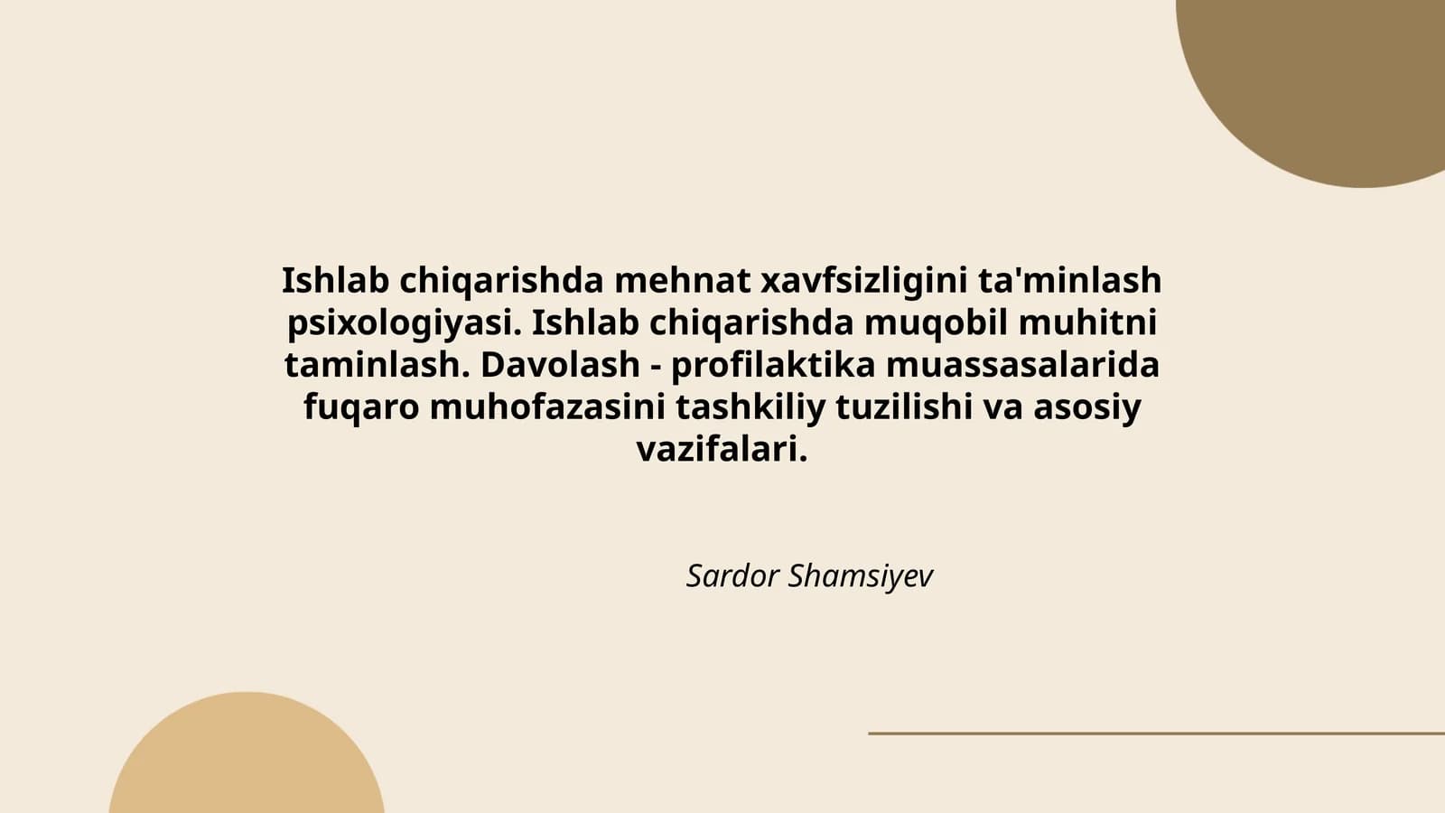 Ishlab chiqarishda mehnat xavfsizligini ta'minlash psixologiyasi. Ishlab chiqarishda muqobil muhitni taminlash. Davolash - profilaktika muassasalarida fuqaro muhofazasini tashkiliy tuzilishi va asosiy vazifalari