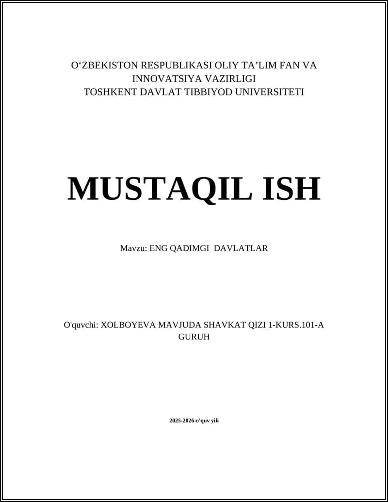 ENG QADIMGI DAVLATLAR