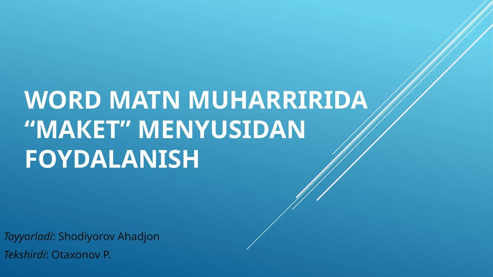 Wordmatnmuharririda“макет”menyusidanfoydalanish
