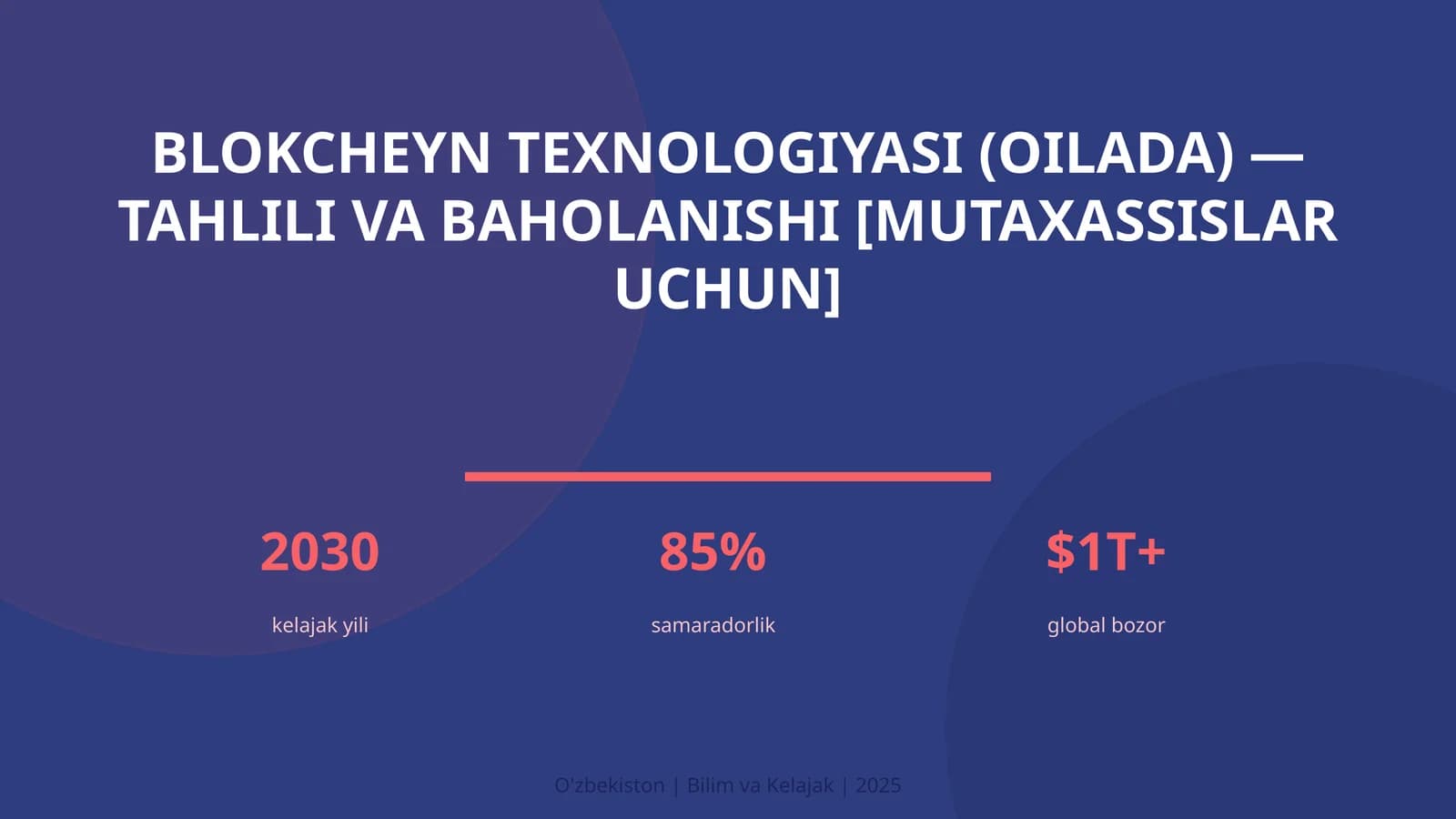 Blokcheyn Texnologiyasi (Oilada) — Tahlili va Baholanishi [Mutaxassislarcha]
