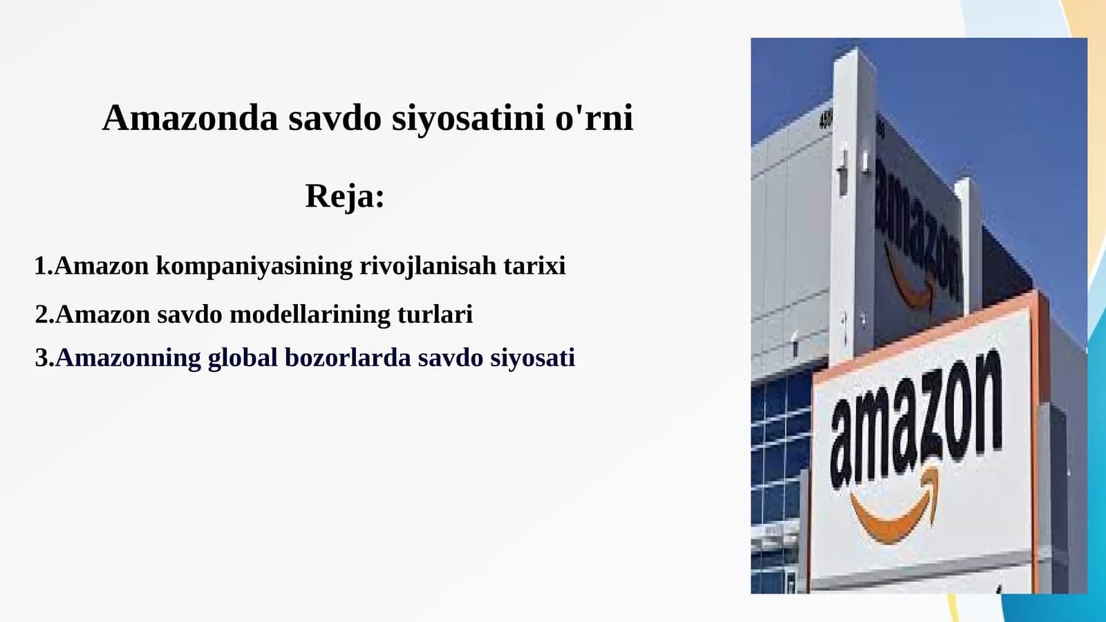 Amazon kompaniyasining rivojlanisah tarixi