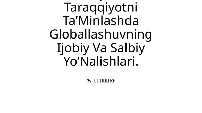 Globallashuvning Iqtisodiy Ta'limi