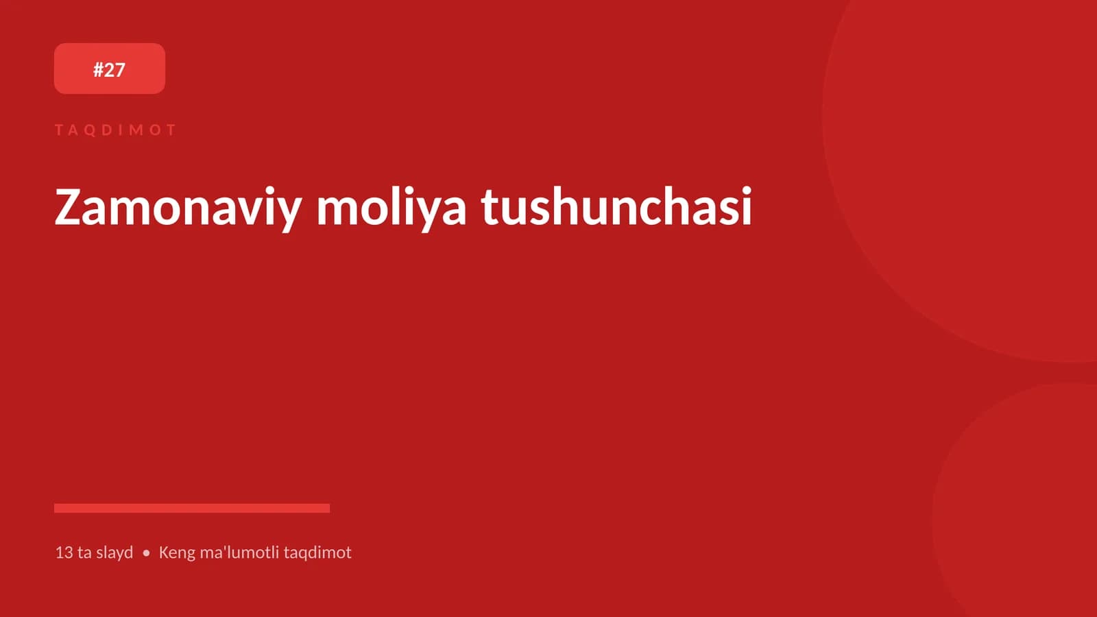 Zamonaviy moliya tushunchasi